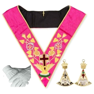 Masonic Regalia Rose Croix 18TH Degree Embroidered Collar + Jewel + Gloves BRAND NEW TOP Class