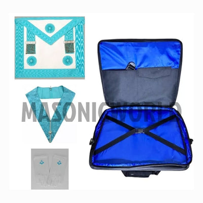 Set Of Master Mason Apron (Lambskin) Collar Masonic Sq &Cmps Gloves Shoulder Bag