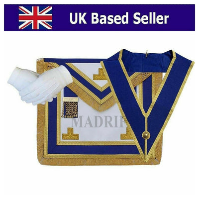 Masonic Regalia-CRAFT- PROVINCIAL DRESS APRON AND COLLAR, GLOVES SET (LAMBSKIN)