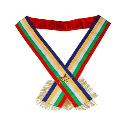 Masonic Order Of The Eastern OES Star Five Color Sash With Red Lining NEW