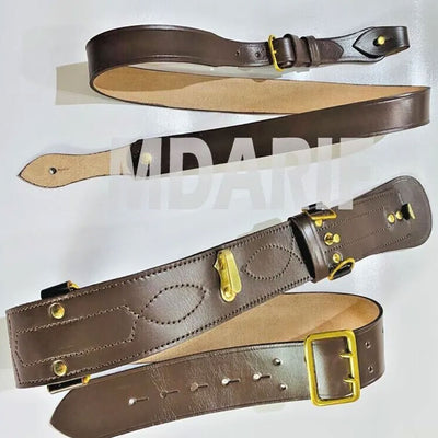Sam Brown Belt with Sam Brown Shoulder Strap Brown Leather Brass buckle Sam, New
