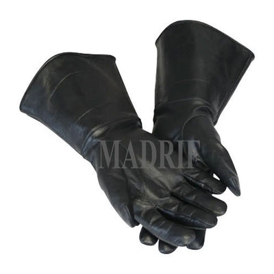Real Leather Plain Black Gauntlet Gloves star wars Masonic New