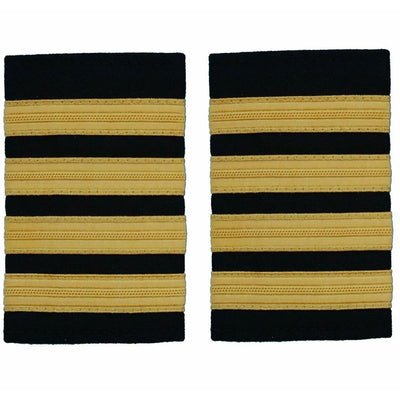 Pilot Captain,Gold Strips Epaulettes,Pilot Airline,Merchant Marine 4 Bars. Pair.