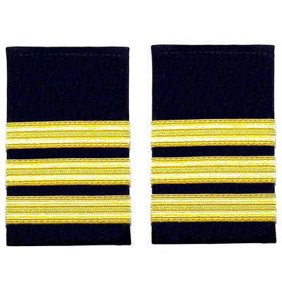 Pilot Captain Gold Strips Epaulettes,Pilot Airline,Merchant Marine 3 Bars