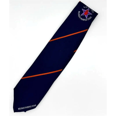 BELFAST PURPLE STAR L.O.L 1189 TIE BLUE/ORANGE BRAND NEW TOP QULAITY