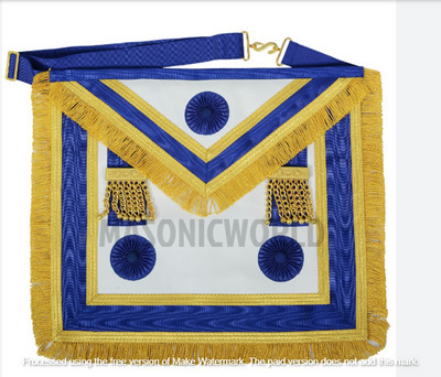 Masonic Craft Provincial Full Dress Apron Blue Rosettes Lambskin