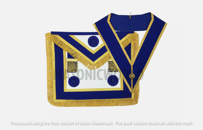 Masonic Craft Provincial Full Dress Apron Blue Rosette+Collar Set Lambskin+Glove